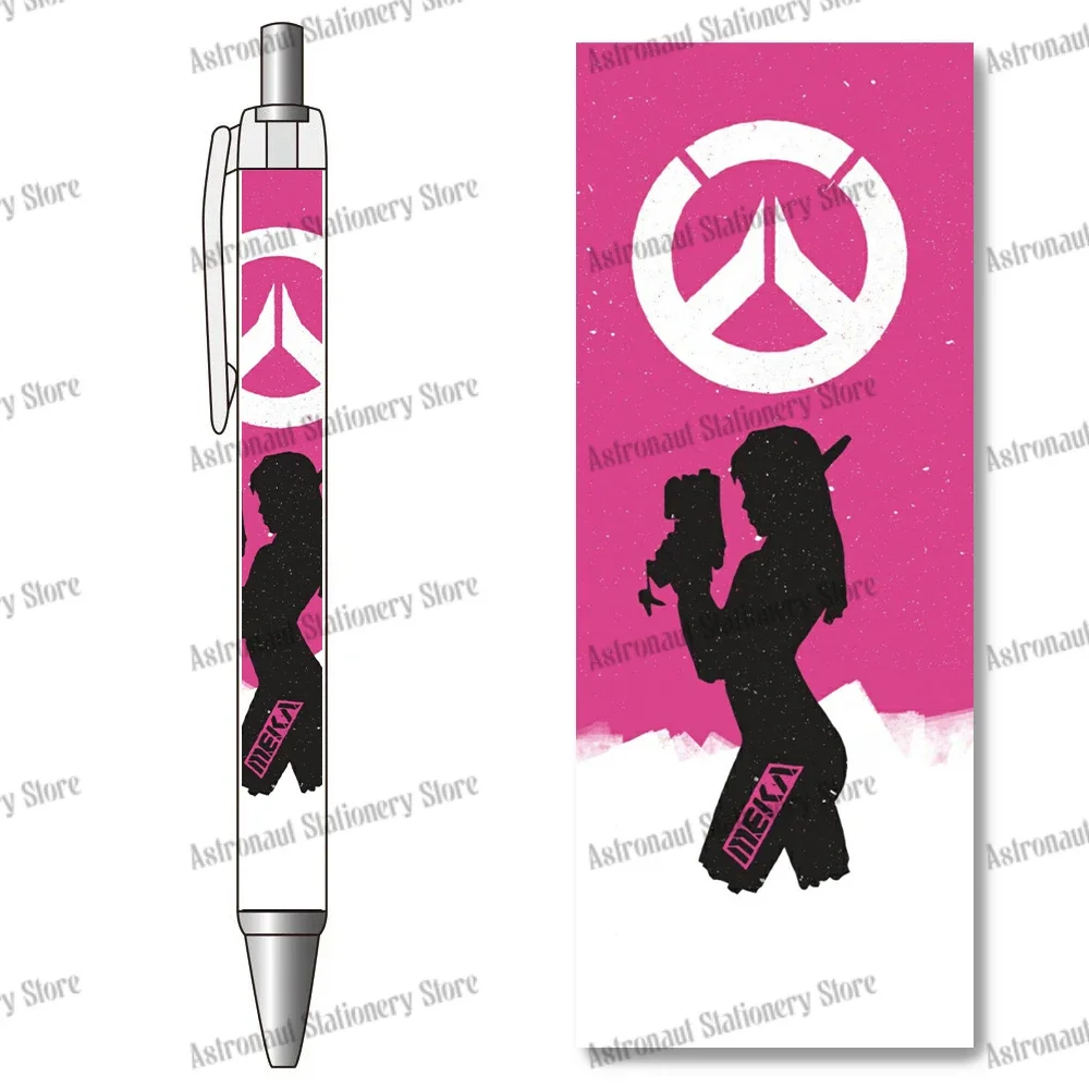 1PCS Overwatch2 Dva Gel Pen Cute Rabbit Logo Pink Blue Kawaii Girl Nerf This Game Stationery Black Refill Caneta Office Supplies