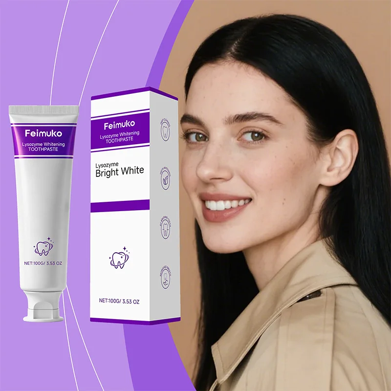 

Зубная паста Feimuko Lysozyme Bright White для удаления пятен и налета, нежный ежедневный уход за полостью рта для блестящих зубов и свежего дыхания, 100 г