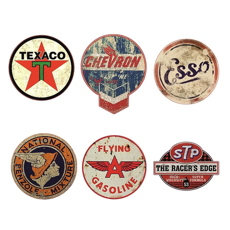 

V1503# 6PCS 10*10cm Vintage OIL Sticker STP Retro Racing Hotrod USA Car Tuning Car Accessories Pegatinas Para Coche