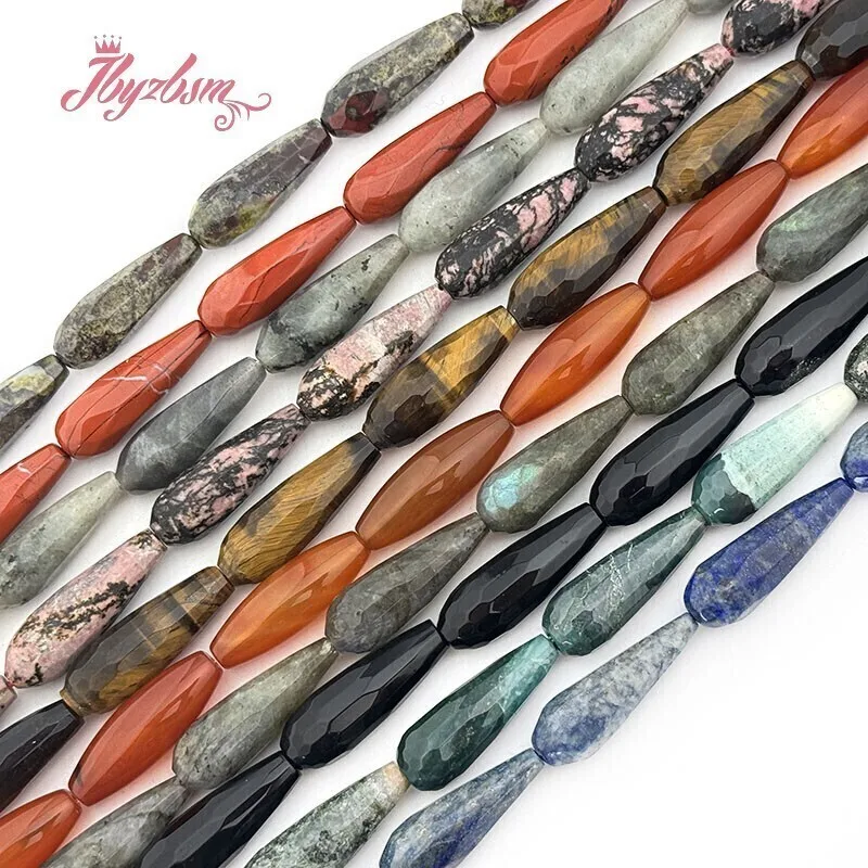 

10x30mm Natural Stone Beads Drop Faceted Spacer Loose DIY Strand 15 Inch For Jewelry Making Necklace Bracelets Free shipping