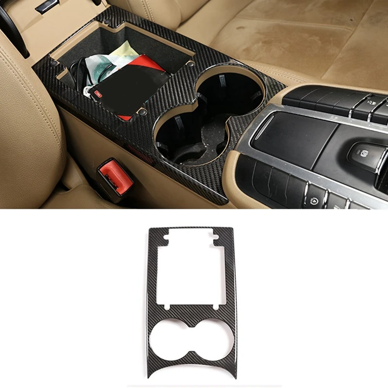 

For Porsche Macan 2014-2022 Dry Carbon Fibre Central Control Water Cup Holder Panel Frame Cover Trim Car Parts
