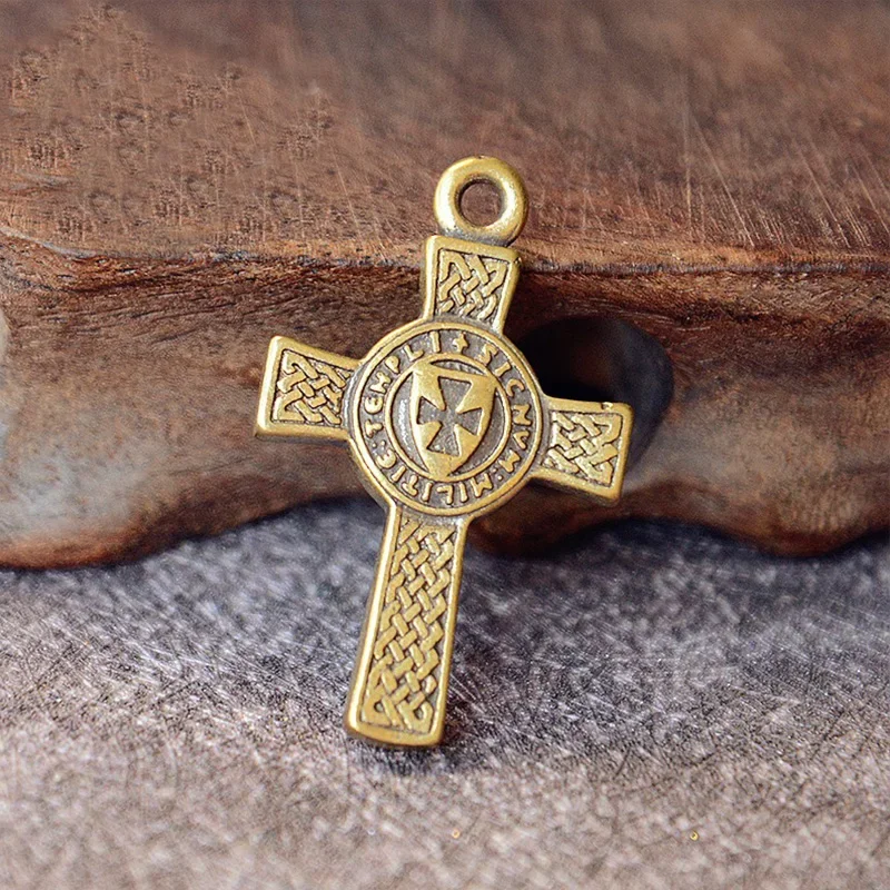 1 Stück Retro Messing Keltisches Kreuz Engel Jesus Friedens-Kruzifix Religiöser Stil für DIY Hängeaccessoires Ornament – Detail 4