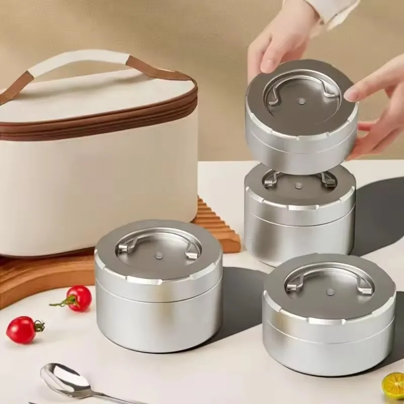 Insulated Lunch Box Bucket Stainless Steel Office Worker Brings Meals To Students Multi-layer Portable Lunch Box Soup Bowl