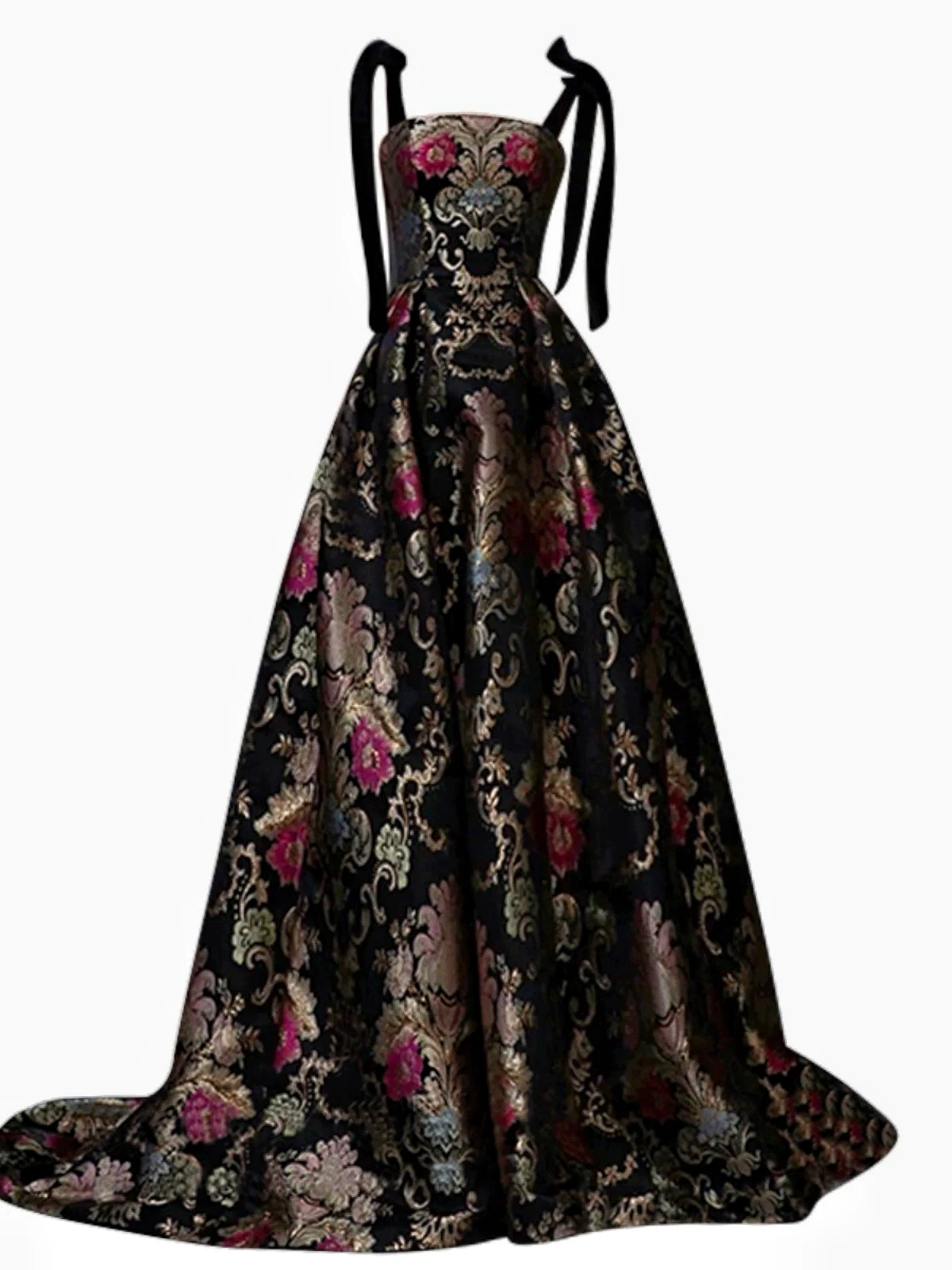 Black Prom Dresses Red Gold Printing Formal Occasion Elegant Classical Formal Ball Evening Dress Wedding Toasting Attire New