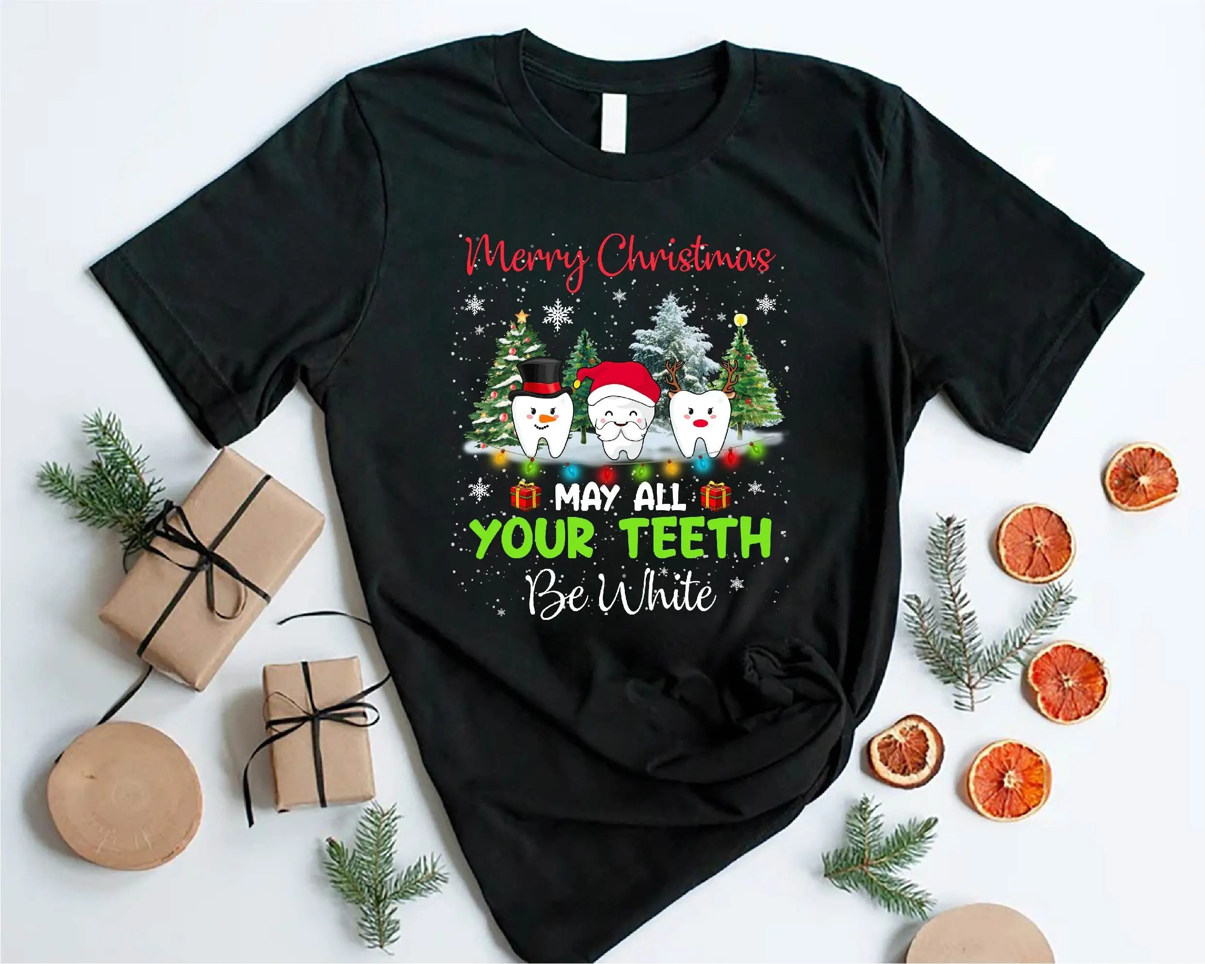 Christmas Dental T Shirt May All Your Shirtth Be White DentisT Student Crew