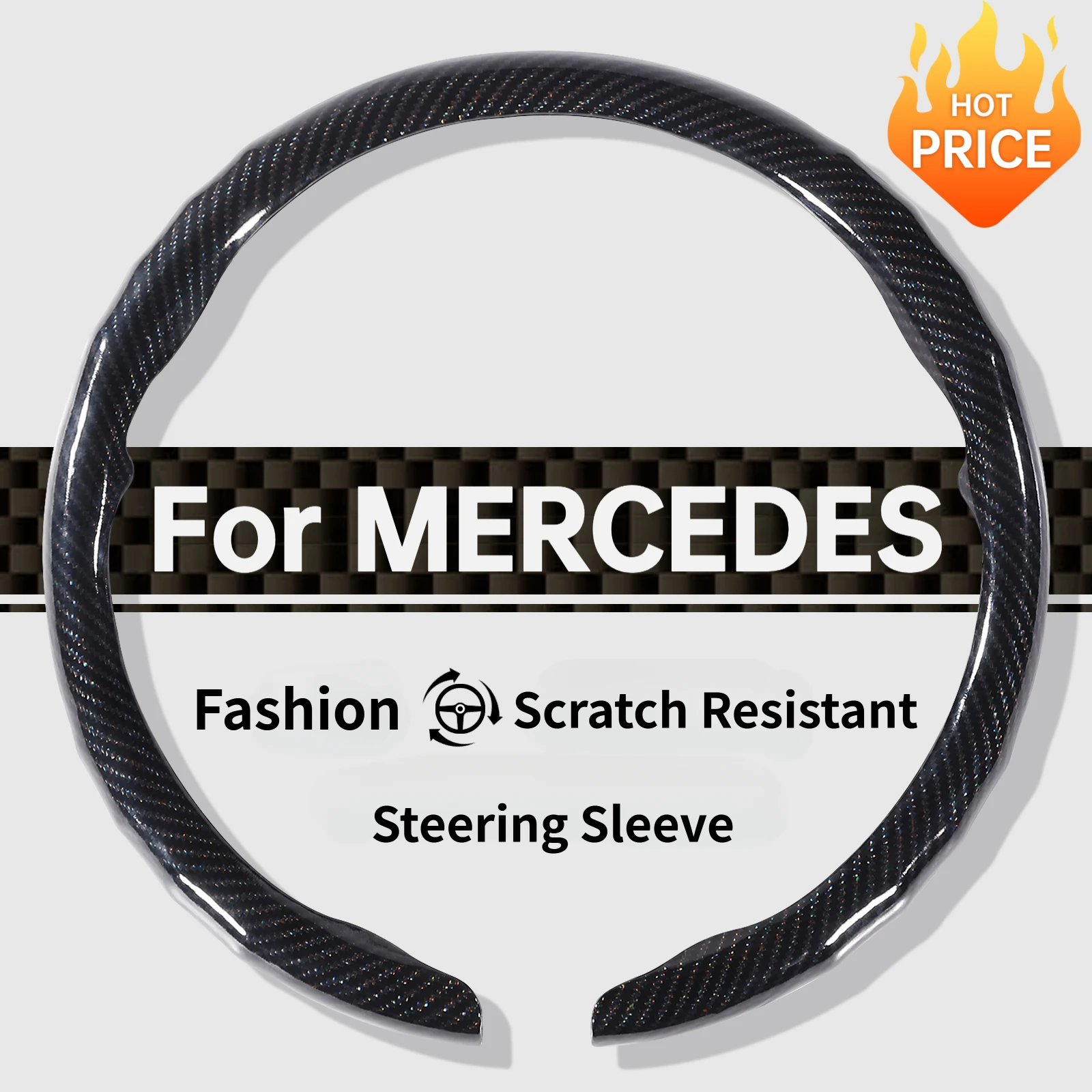 Ultra-thin Carbon Fiber Premium Car Steering Wheel Cover for Mercedes C-Class W204, E-Class W212, A-Class W177, CLA C118