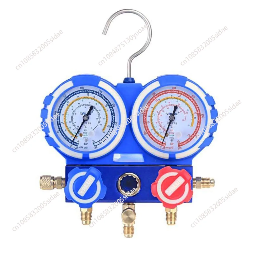 R22 R410A R134A Prevent Collision Air-Conditioning Fluorine Meter Refrigerant Pressure Dual table Gauge With 3pcs Liquid Pipe