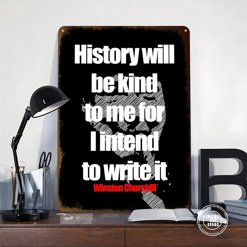 Winston Churchill Quotes Poster Retro 3D Printed Metal Signs Customized Wall Hanging Gift for Home Decor Room Decoration Art Men