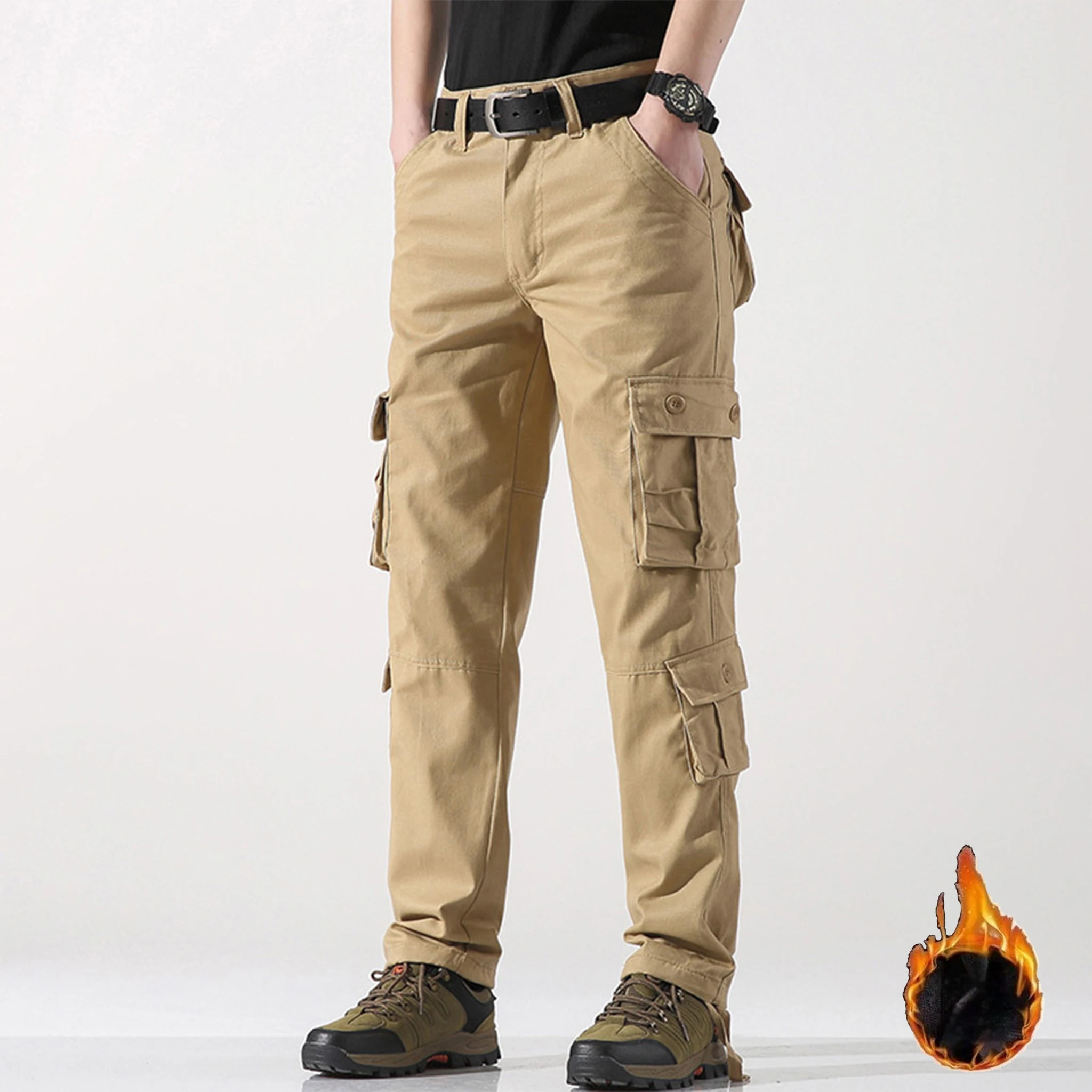 

2025 New Men's Cargo Pants Work Trousers Oversize Loose Fit Multi Pocket Outdoor Hiking Casual Joggers Military Tactical Pants