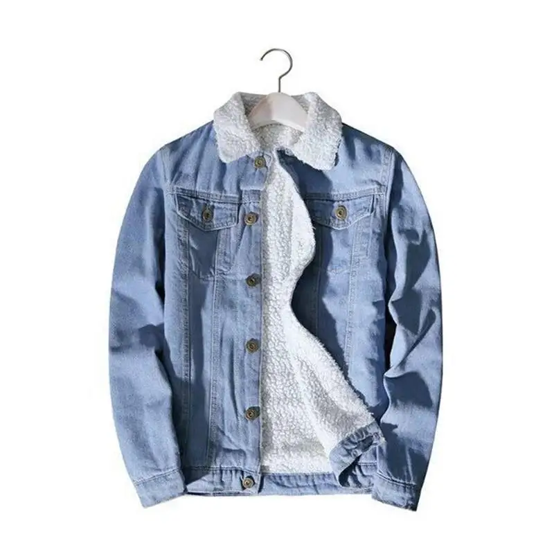 Lamb down Couple Wear Denim Coat Youth Thermal Cotton-Padded Clothes plus Size Cross-Border Foreign Trade Jacket One Piece Drops