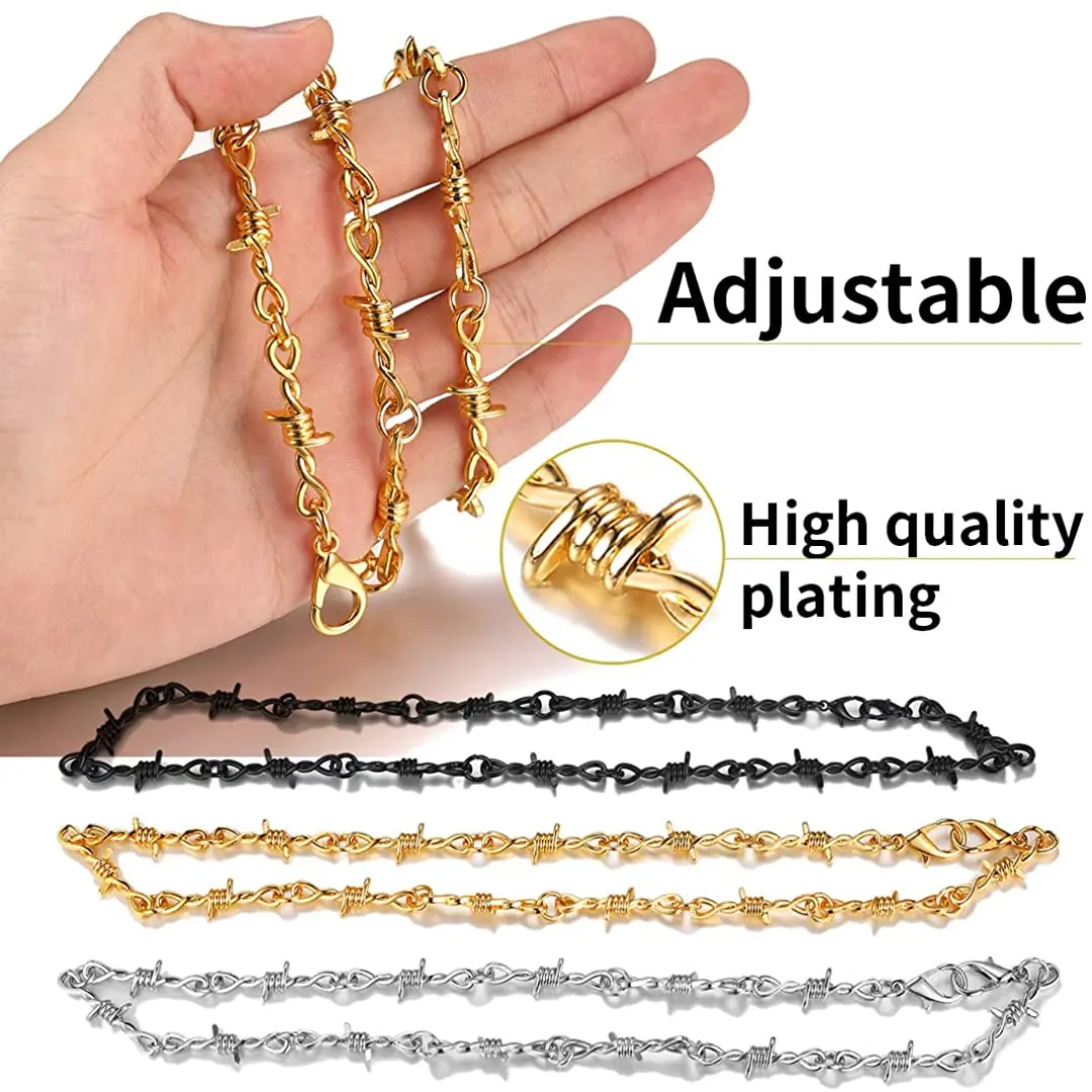 ChainsPro Thorns Design Chain Necklace for Men Women Stainless Steel Black Metal 14K Gold Color Stylish Hiphop Rock Punk Jewelry