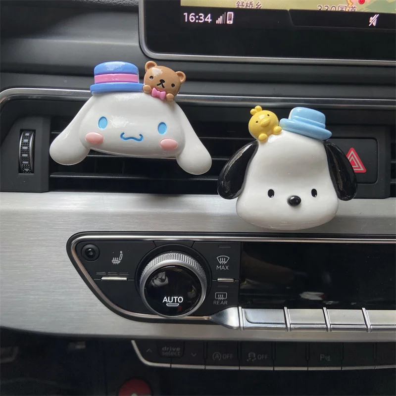 Kawaii sanrios kuromi entlüftung sclip auto lufter frischer anime cinna moroll auto zubehör dekor parfüm diffusor ostern geschenk