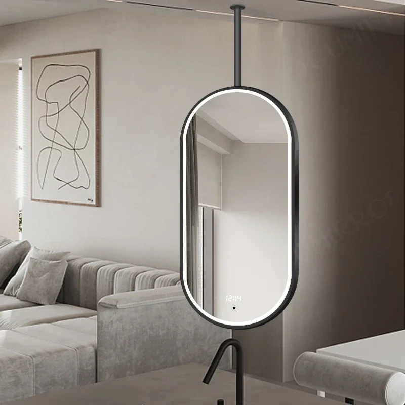 Bath Mirror With Light Ceiling Suspension Rod Decor Decorative Intelligent Makeup Table Large Bedroom Long Dressing Espelho