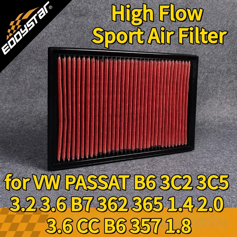 

Спортивный воздушный фильтр с высоким расходом для VW PASSAT B6 3C2 3C5 3.2 3.6 B7 362 365 1.4 2.0 3.6 CC B6 357 1.8 Моющиеся гоночные впускные фильтры