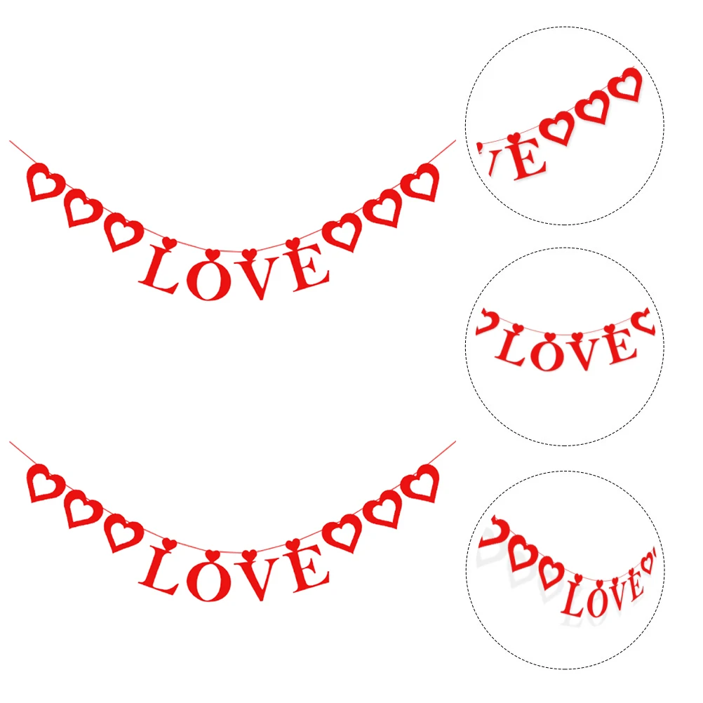 

1pc Felt Pull Flower Garland Wedding Banner Party Supplies Bunting Flag Hanging Simple Decoration Romantic Photo Props