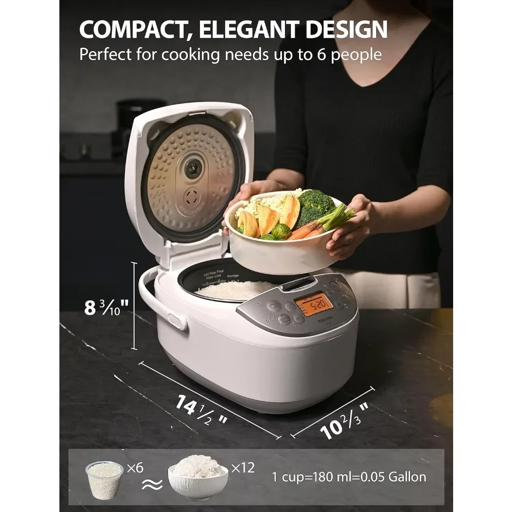 #ll # Rice Cooker 6 Cup Uncooked – Japanese Rice Cooker With Fuzzy Logic Technology, 7 Cooking Functions, Digital Display Q
