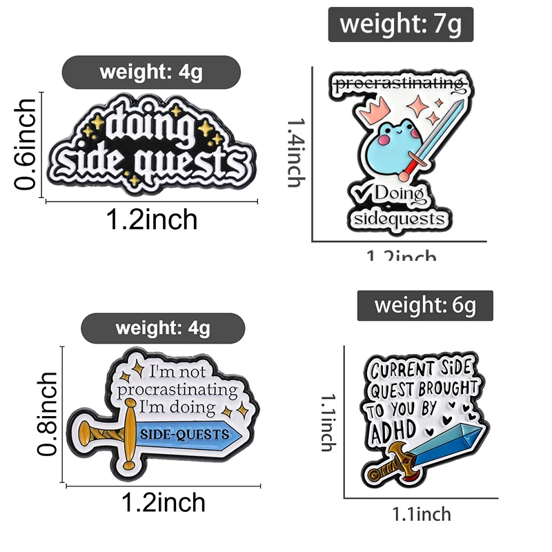 I'm Not Procrastinating I'm Doing SIDE-QUESTS Enamel Pin RPG Game Sword Shape Doing Side Quests Brooch Lapel Badge Jewelry Gifts