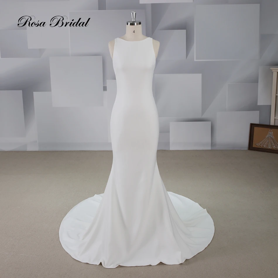 Imported Satin Backless Embroidery Beaded Mermaid Wedding Dress