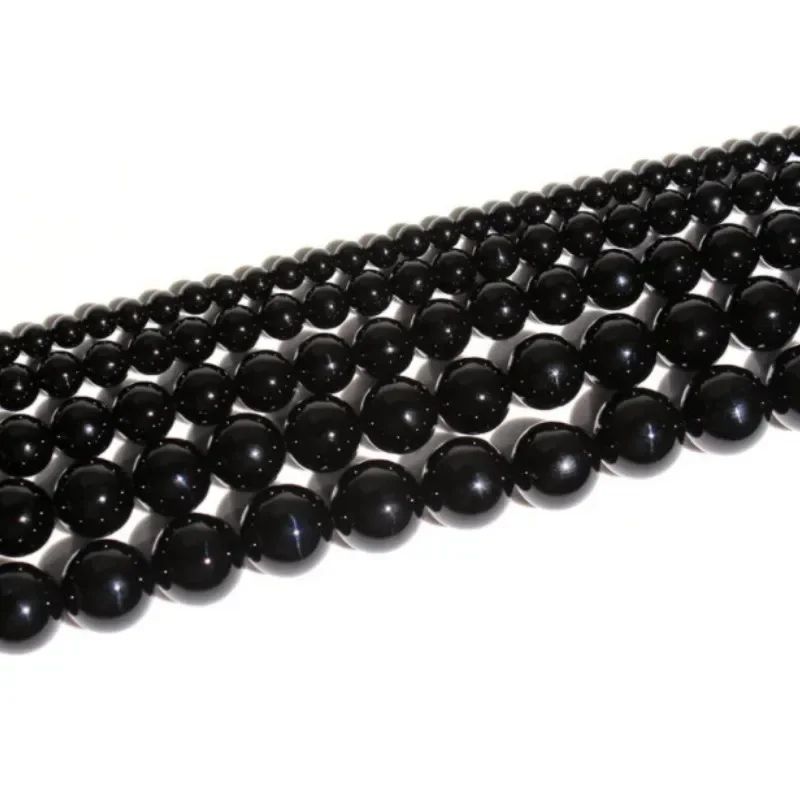 

Natural Black Agate Gemstone Smooth Round Loose Bead for Jewelry Making