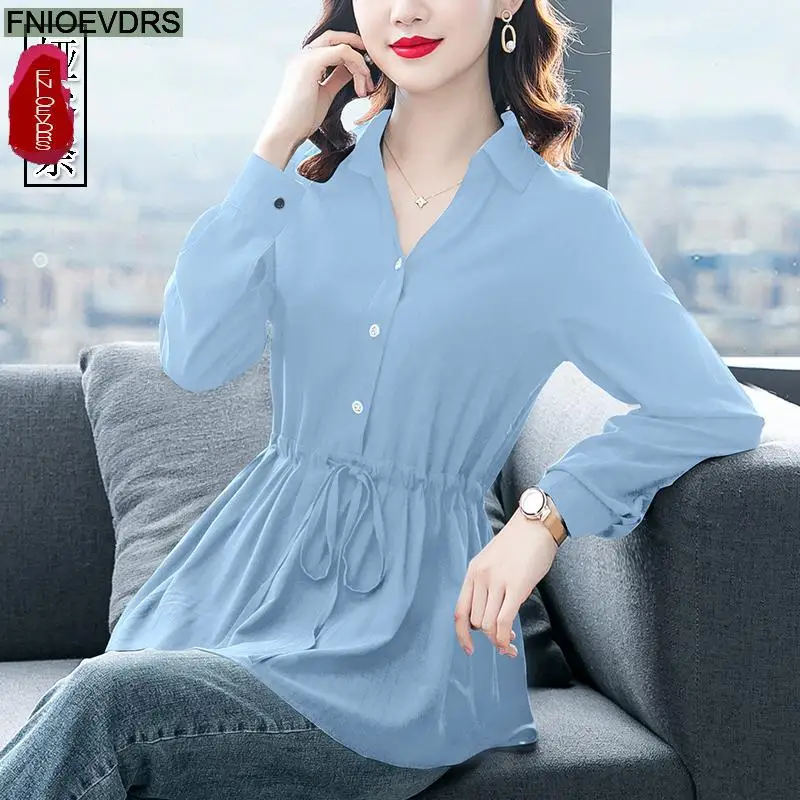 Green Tops For Women Summer Elegant Office Lady 2022 Spring Button Belly Peplum Shirt Long Blouse Tunic Camisas Blusas Feminina