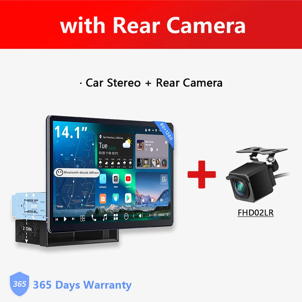 14,1 inch Groot Intrekbaar Scherm Android Radio 1/2 Din Flexview Display Autostereo LiveView Camera Parkeerhulp GPS Navigatie Bluetooth Head Units X10 Atotozone