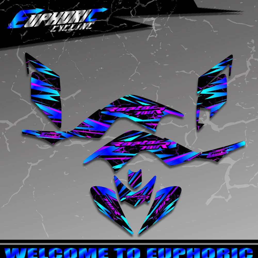 Kits d'autocollants graphiques complets pour carénage de VTT Yamaha RAPTOR 700 YFM700 YFM 2006 2007 2008 2009 2010 2011 2012