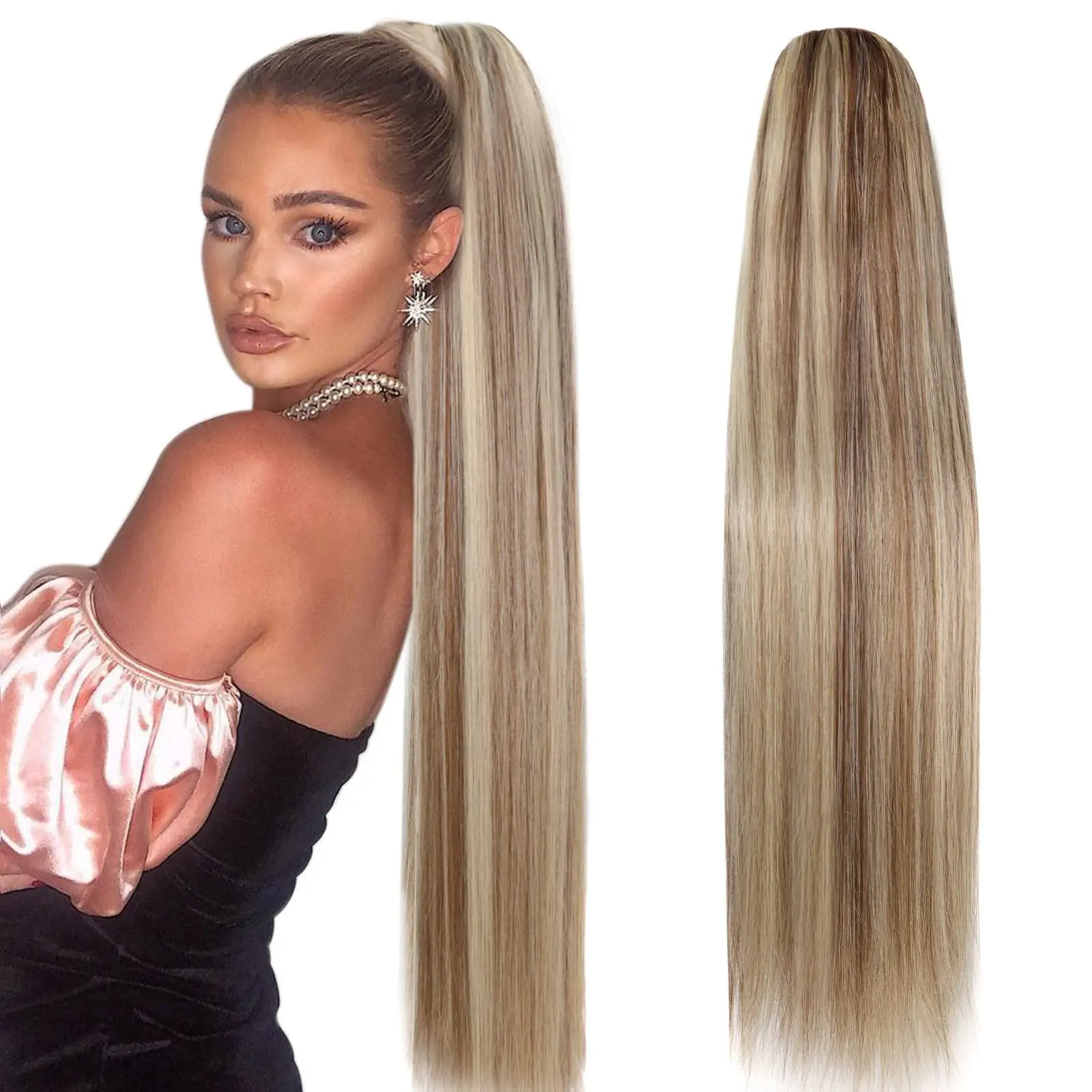 P8/613 Ponytail Extension 26 Inch Long Straight Drawstring Ponytail 100% Human Hair Hairpieces Human Hair Pony Tails #P8-613