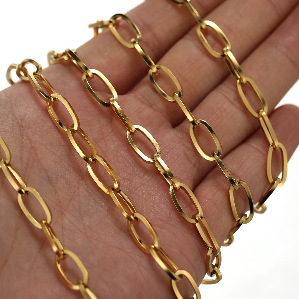 Großhandel 2 Meter/Packung Breite 6mm*12mm Edelstahl Ovalgliederkette O-Kreuzkette für DIY-Schmuckherstellung – Detail 6
