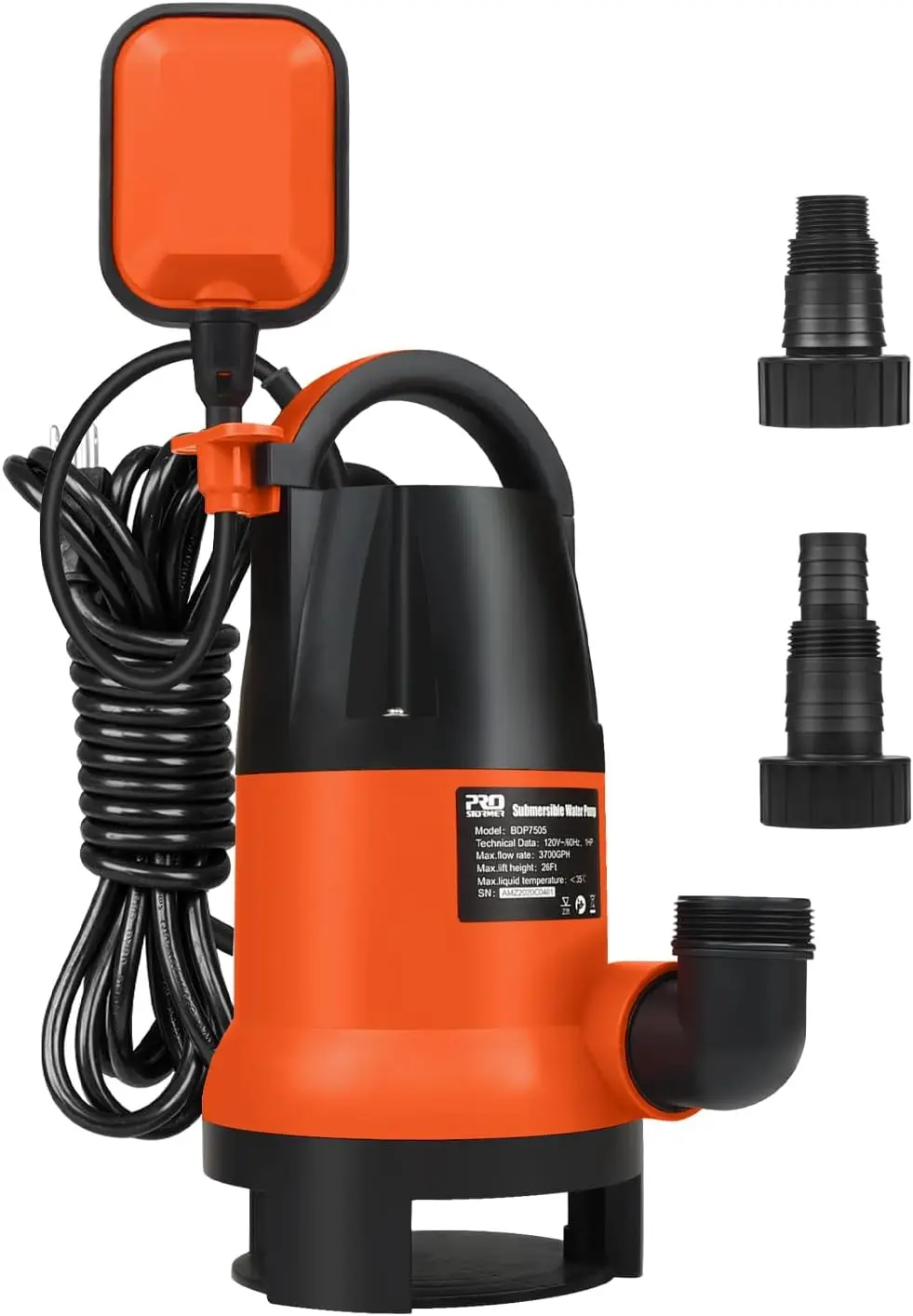 

1HP 3700GPH Submersible Water Pump with Automatic Float Switch for Pool, Pond, Garden, Flooded Areas