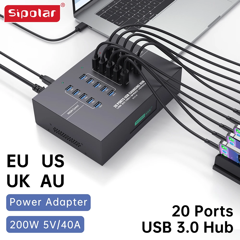 

Sipolar USB3.0 Hub 20 Port 110W Power Adapter Phone/Tablet Charging Hub Laptop Peripheral Expansion Industrial Grade USB A-223