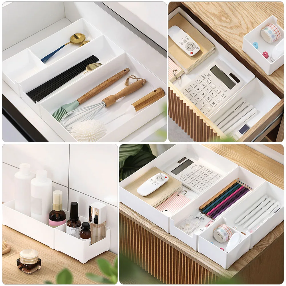 

4 Pcs Storage Box Drawer Organisers Plastic Drawers Accessories Desk Organizers White Large
