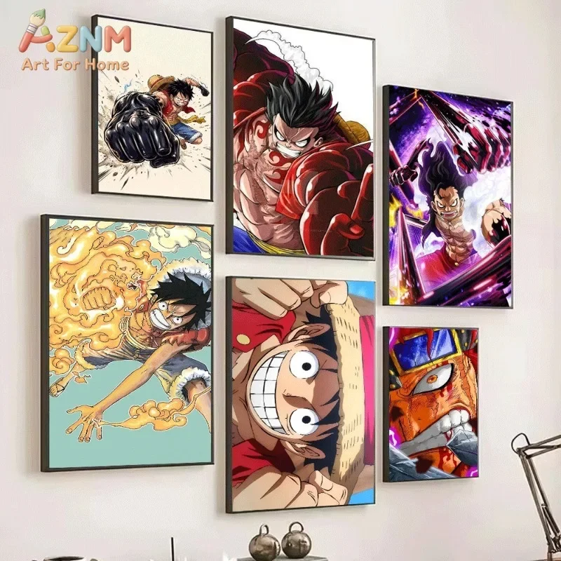 One Piece Luffy Black Fist Anime Canvas Wall Art Unframed Single Canvas Print Poster For Bedroom Living Room Home Wall Decor
