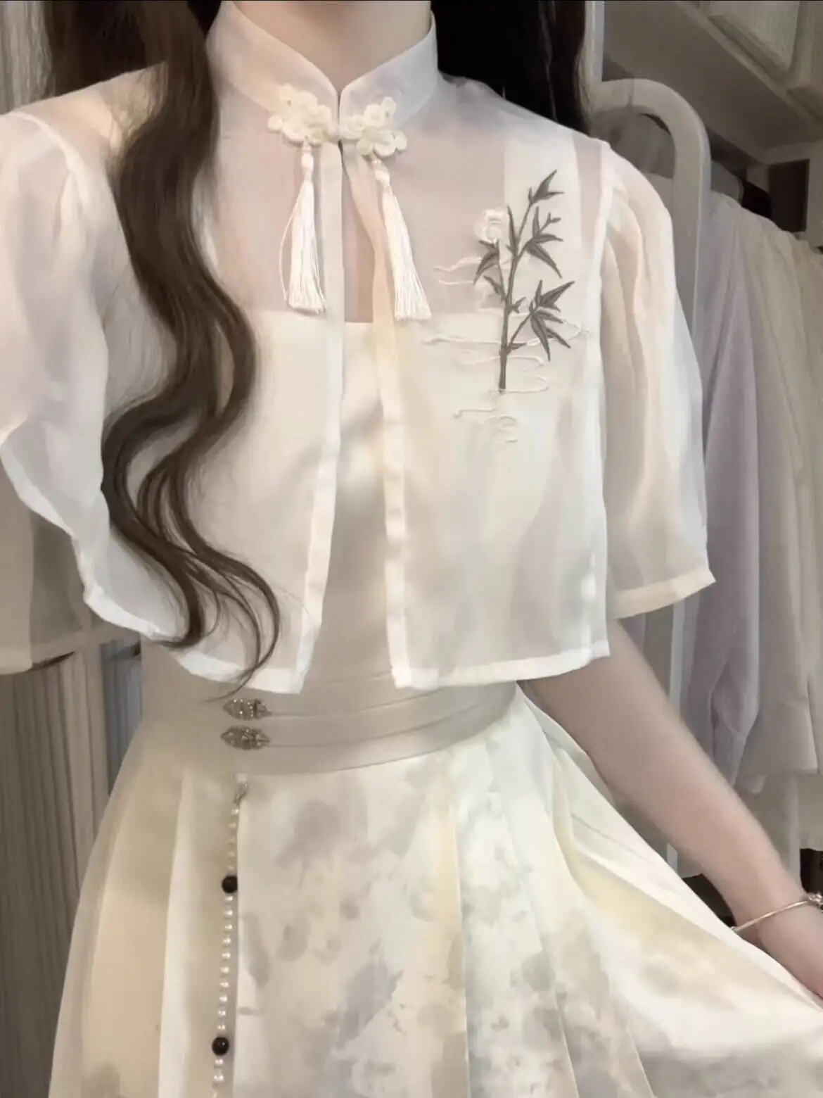 

Designer's Gift Ink Painting Hanjiang New Chinese Style Women's National Style Improved Han Element Top Dress Set