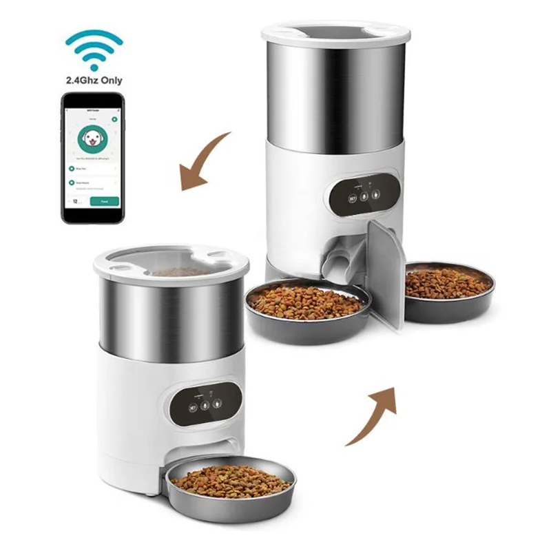 

Double Electric Kibble Dispenser Automatic Croquettes Automated Pet Feeder Dog Distributor Dining Room for Puppy Food Storage