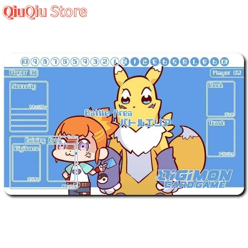 Digimon Adventure Card Pad Terriermon Dukemon Sakuyamon Dtcg Diy Rubber Battle Mat Anime Action Toy Figures for Friends view 3