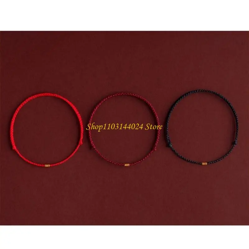 N5KE Unique Handmade Gold Bead Rope Bracelets Hand Braided Rope Thread Handchain