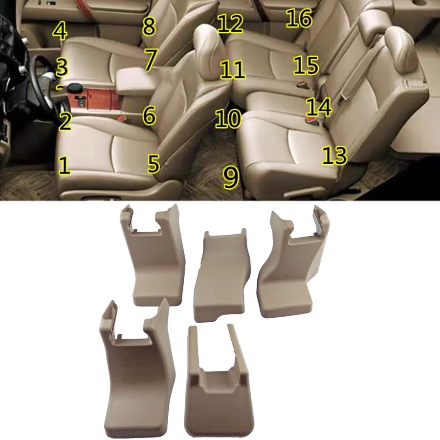 Wooeight 1Pc Beige/Black Seat Slide Track Cover Buckles Seat Rail Decorative Screw Trim Panel Cap For Highlander 2009-2020