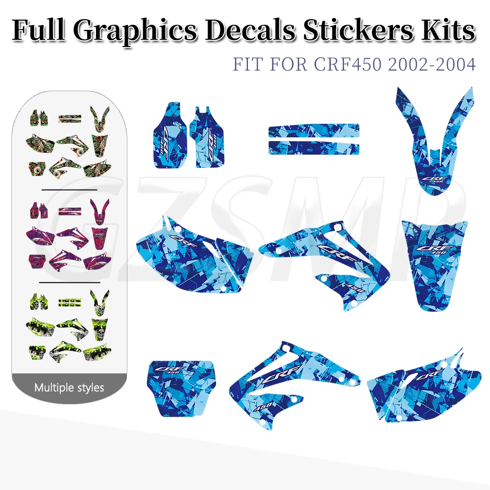 

Мотоциклетные полные графические наклейки, наборы деко, пригодные для Honda CRF450R CRF450 2002-2004 2003 CRF 450R