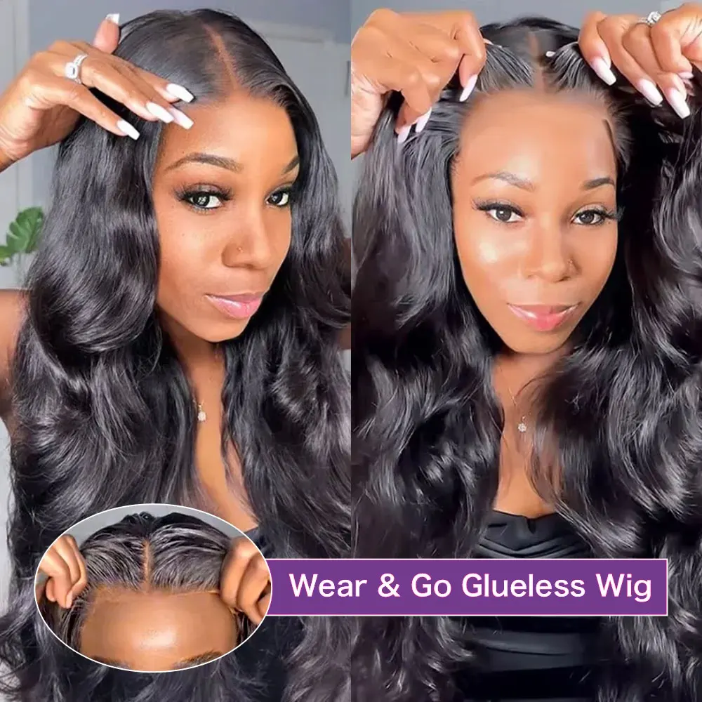 

Wear And Go Glueless Human Hair Wigs Preplucked Brazilian Body Wave 13x4 HD Lace Frontal Human Hair Wigs For Women Ready To Wear