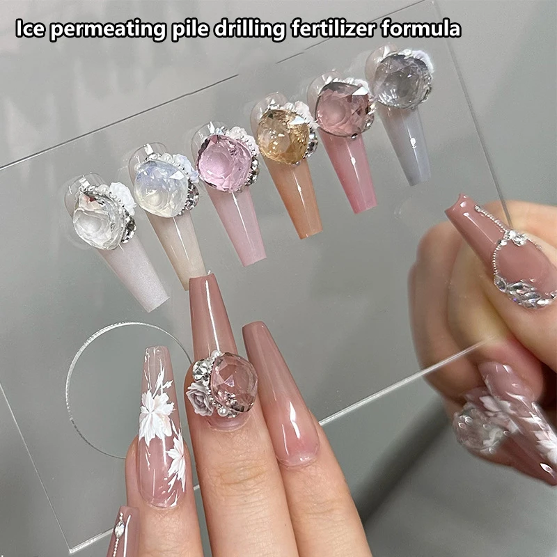 1PCS Sparkling Colorful Fat Pile Diamonds Crystal Nail Art Rhinestones Gems Decorations Manicure Fantasy Ornaments
