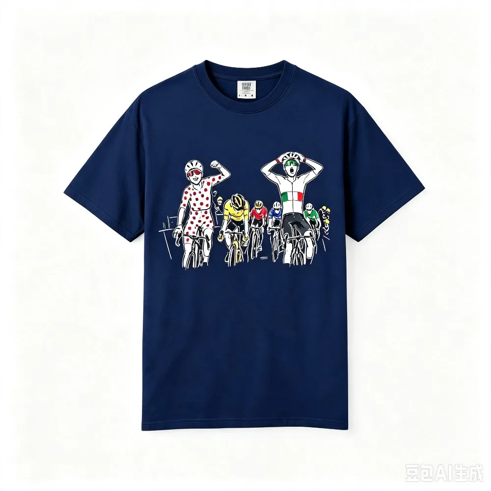 Le Tour De France Style Graphic Printed T‑shirt Pure Cotton Short Sleeve Round Neck Cycling Sports Casual Streetwear Tees Unisex