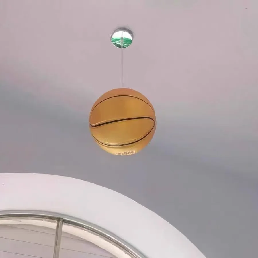 Nordic Vintage Children LED Pendant Lights Glass Basketball Plated Art Creative Lamps for Restaurant Home Decoration Chandeliers