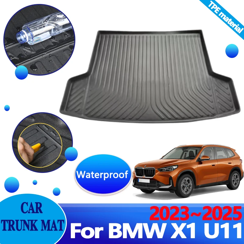 Car Trunk Mat for BMW X1 U11 Accessories 2023 2024 2025 iX1 U12 Trunk Cover Anti-dirty Waterproof Carpet TPE Cushion Storage Pad