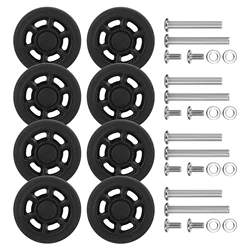 8Pcs Black Replace Wheels with Screw For Travel Luggage Suitcase Wheels 55mm Axles Repair Kit Silent Caster Wheel DIY Repair