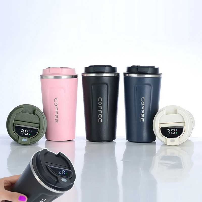 380/510ml Thermos Coffee Mug Water Bottle Temperature Display Vacuum Flasks Thermal Tumbler In-Car Insulated Cup Christmas Gift