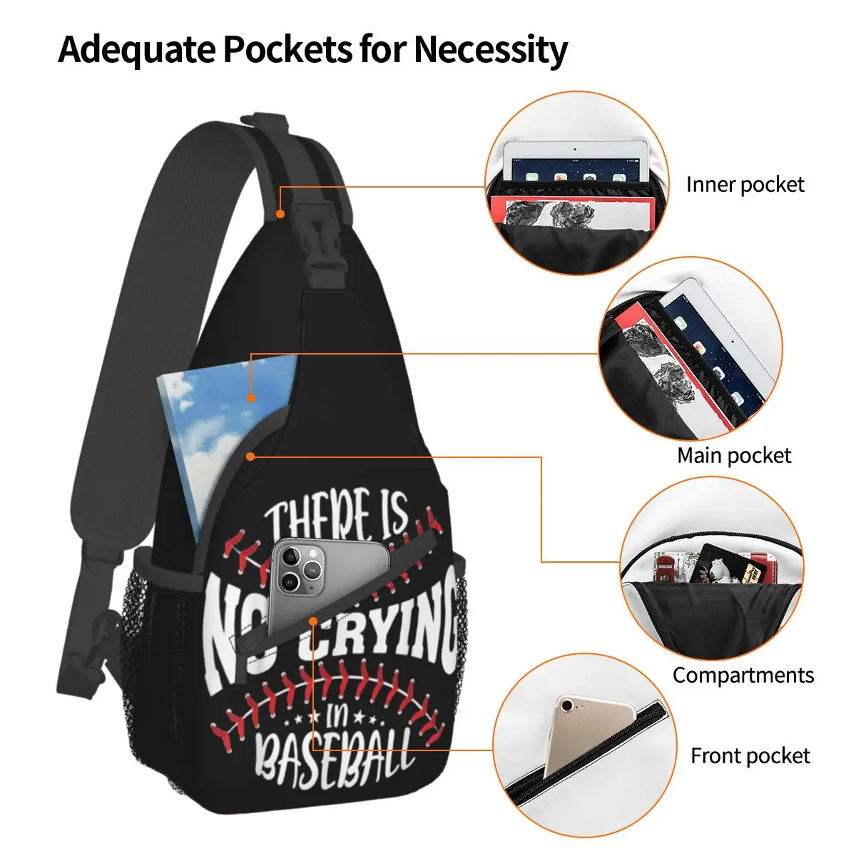 Es gibt kein Weinen in Baseball kleinen Schulter taschen Brust Cross body Schulter rucksack Outdoor Wandern Tages rucksäcke Sport Cool Pack