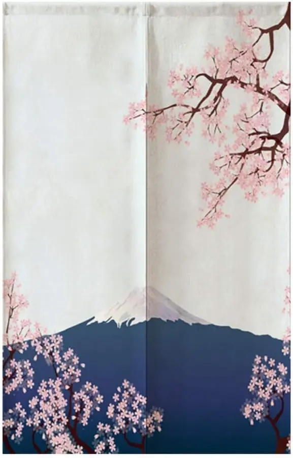 Pink Cherry Blossoms Print Door Curtain Bathroom Partition Curtains Noren Curtain Living Room Kitchen Entrance Doorway Curtains