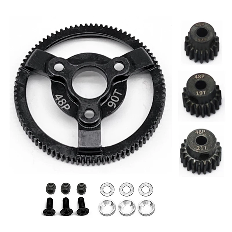 Hardened Black Steel Spur  72T 76T 83T 86T 90T Gear with Pinion Gear 48P for Traxxas Slash 2WD Bandit Rustler Stampede Drag Slas