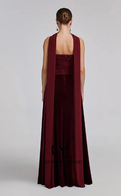 Cuyun vestidos de baile longos de veludo sem alças com cachecol, vestidos de festa femininos personalizados, linha a, vestido de festa de casamento para dama de honra