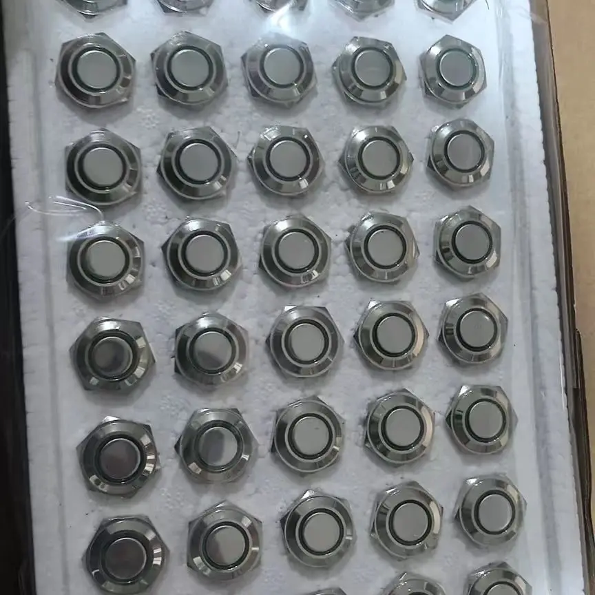 250 Pieces 16mm Reset Push Button Switch  6V Green Ring Led Car Metal 1NO1NC SPDT ON/Off Switch with 55 cm length Wires